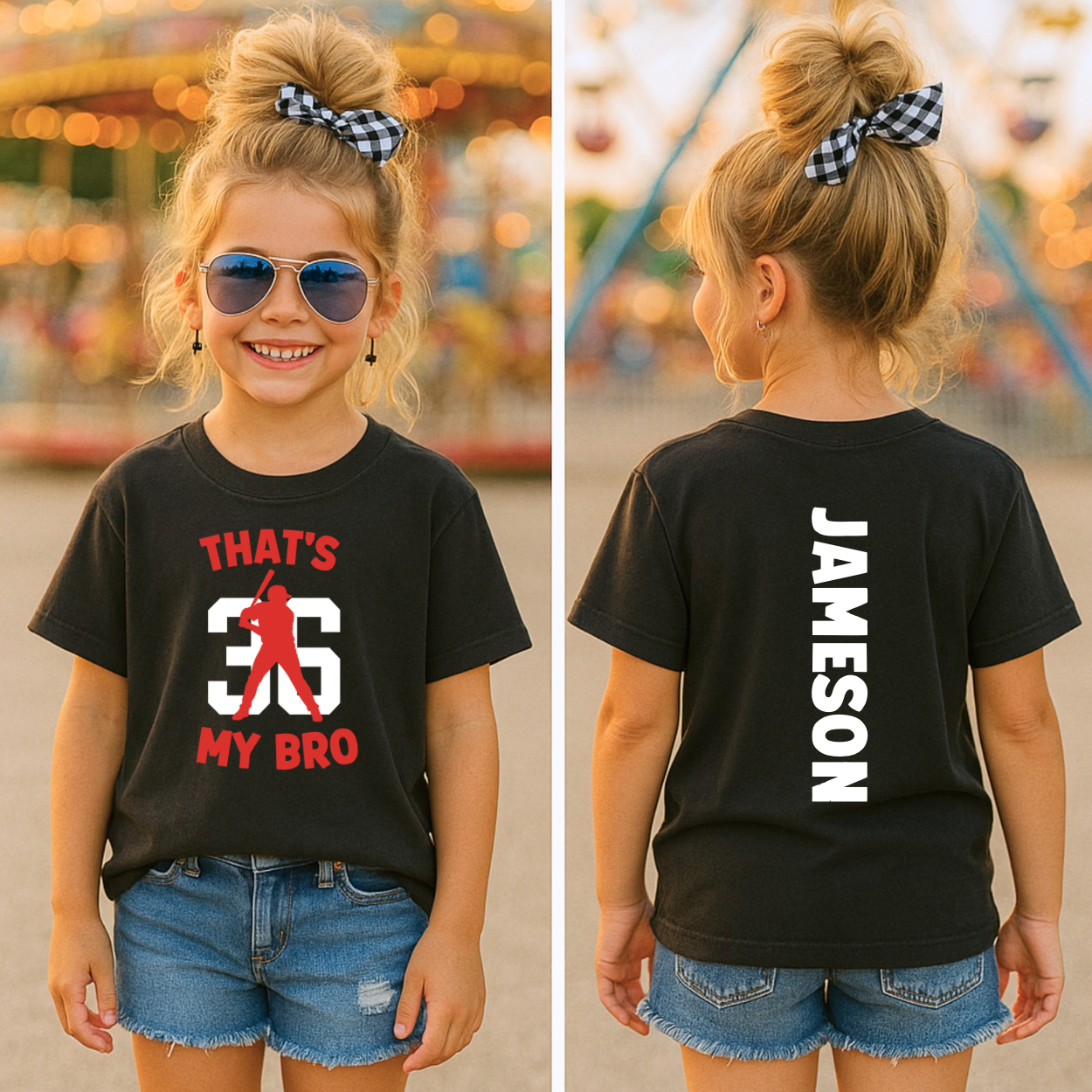 That’s My Bro | Custom Baseball Sister Shirt with Brother’s Name and Number | Game Day Sister Tee