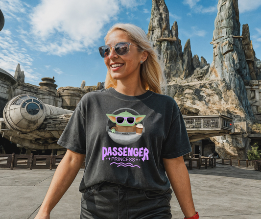 PASSENGER PRINCESS THE CHILD Graphic T-Shirt for Women | Cozy Park Day Shirt | Gift for Her