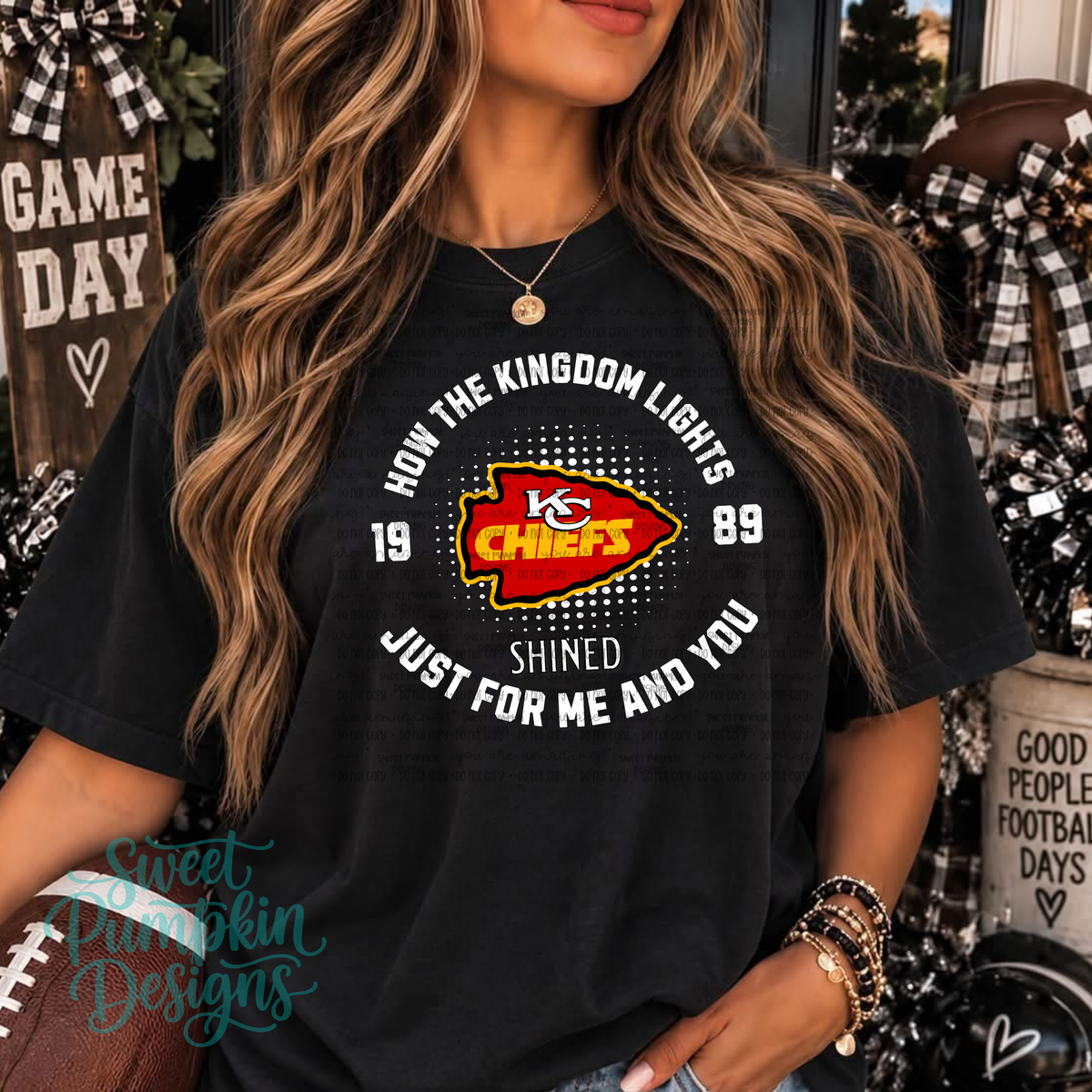 KINGDOM LIGHTS SHINED FOOTBALL COMFORT COLORS SHIRT