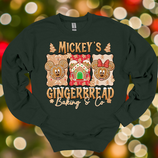 Mouse Gingerbread Co Christmas Crewneck Sweatshirt for Kids and Adults