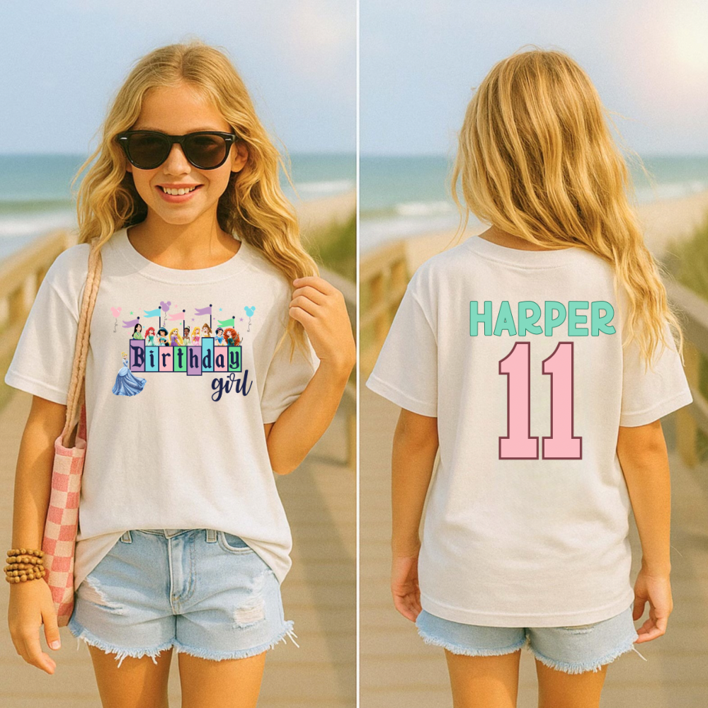 PRINCESS BIRTHDAY SHIRT WITH CUSTOM AGE & NAME