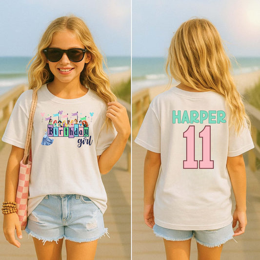 PRINCESS BIRTHDAY SHIRT WITH CUSTOM AGE & NAME