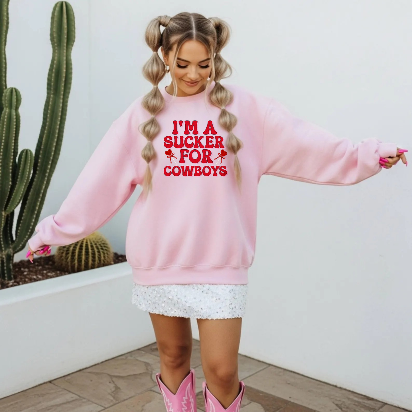 Valentine’s Day Cowboy Sweatshirt for Women | Western Heart Graphic Crewneck Gift for Her