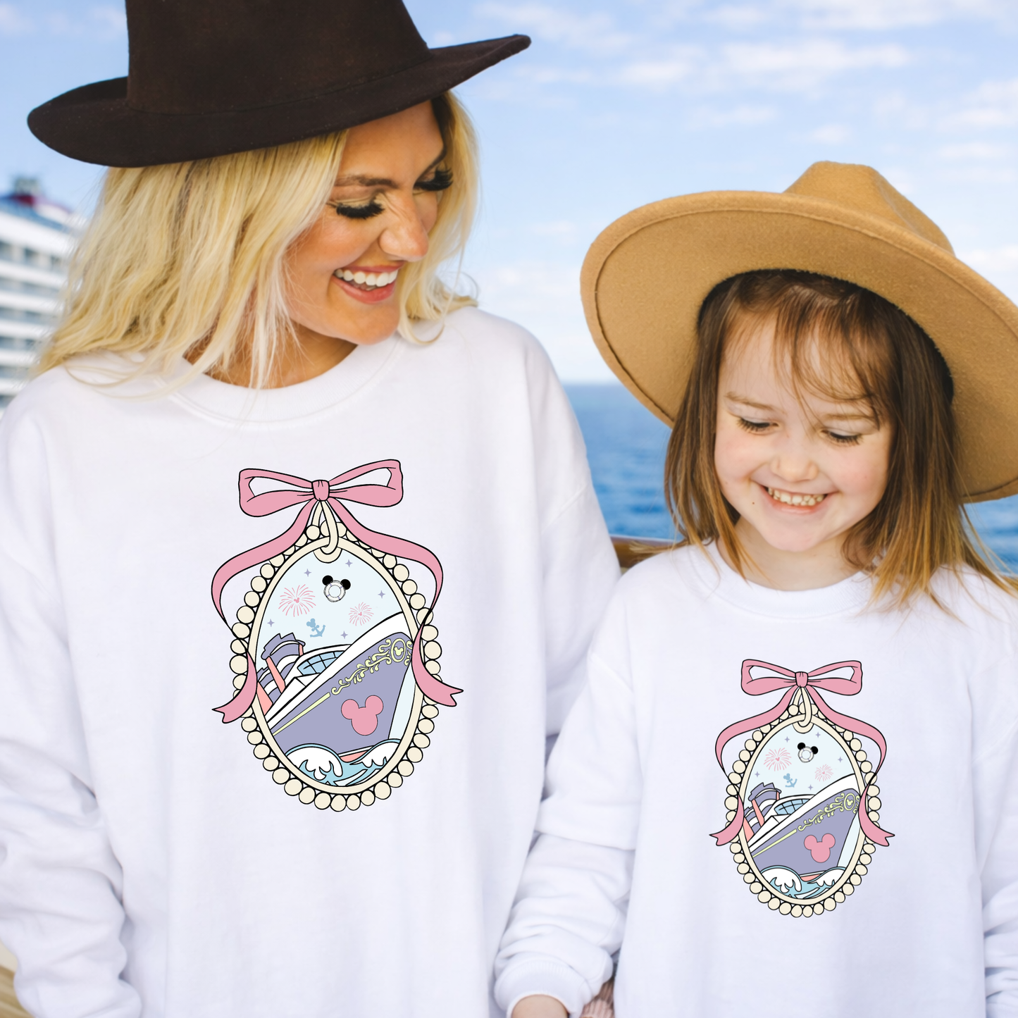 Coquette Cruise Sweatshirt for Women & Youth | Nautical Bow Crewneck | Cute Vacation Outfit Gift