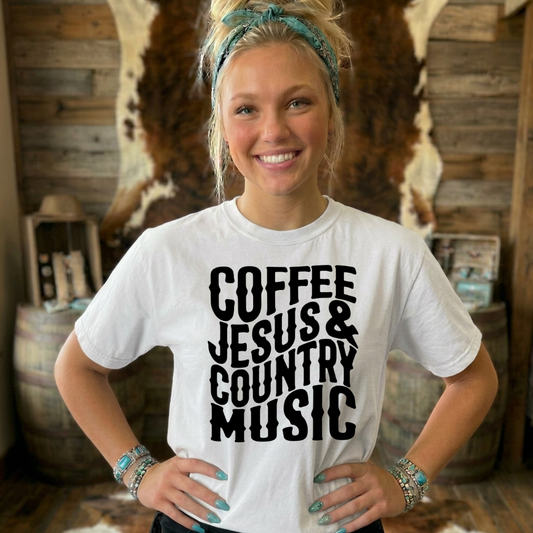 Coffee Jesus & Country Music Graphic Shirt