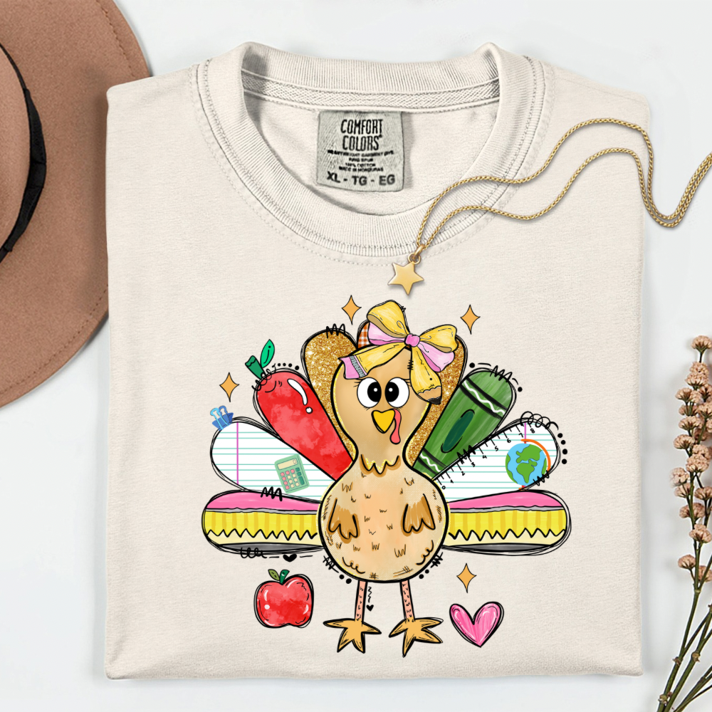Teacher turkey graphic tee classroom Thanksgiving teacher gift