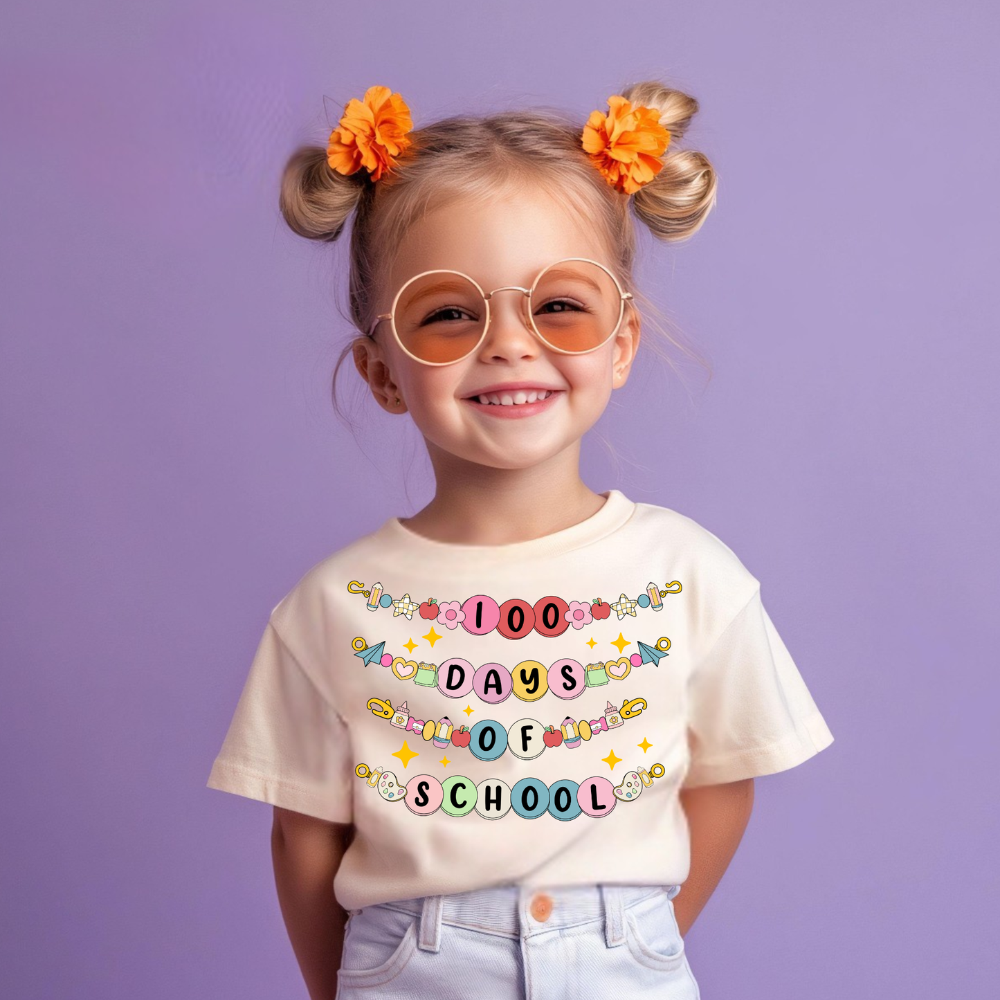 100 Days of School Friendship Bracelet Kids T-Shirt | Cute 100th Day Outfit