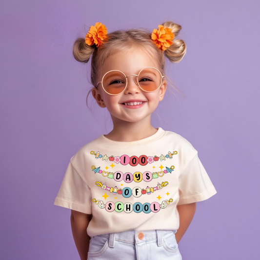 100 Days of School Friendship Bracelet Kids T-Shirt | Cute 100th Day Outfit
