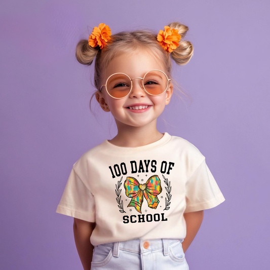 100 Days of School Pencil Bow Kids T-Shirt | Cute 100th Day of School Outfit