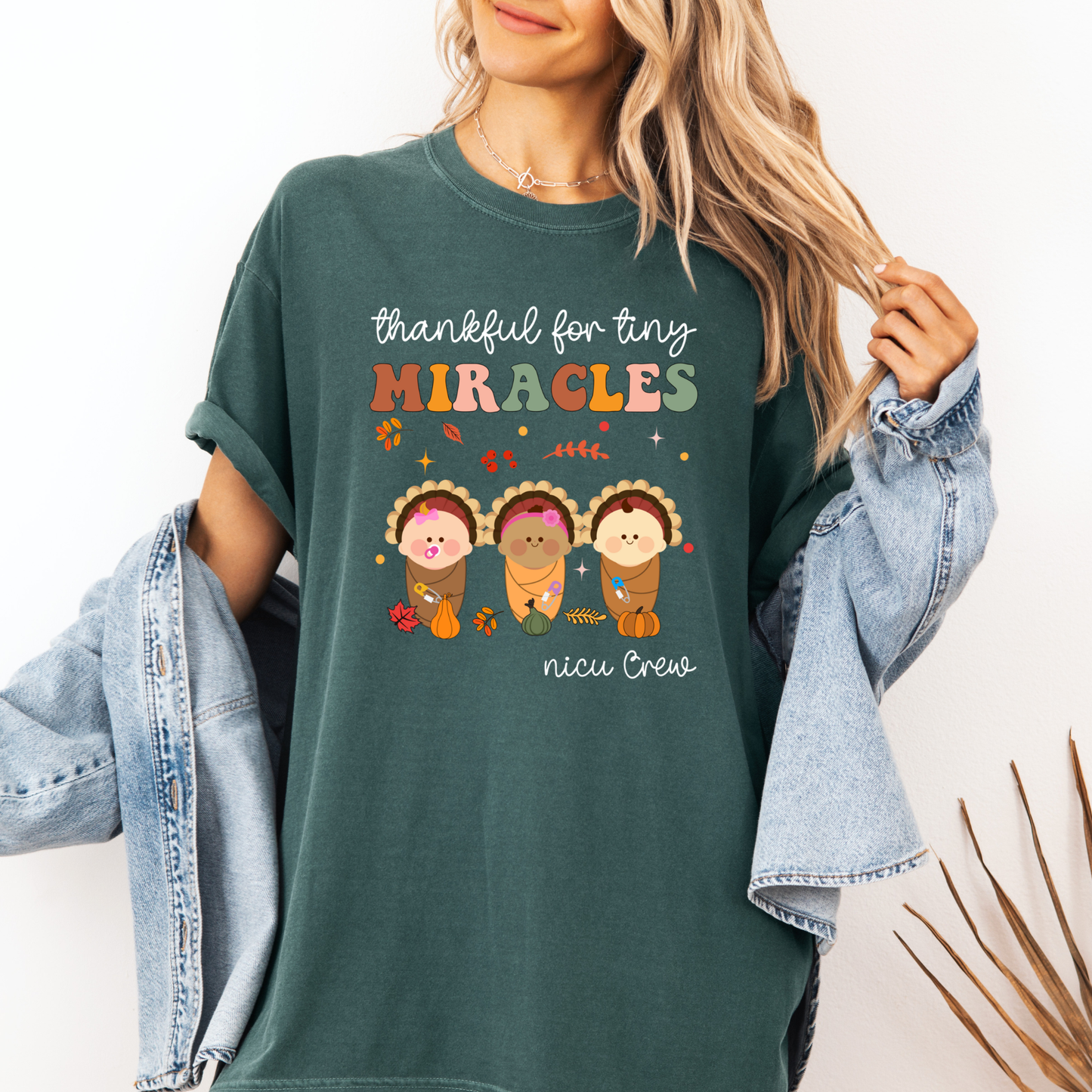 NICU nurse Thanksgiving shirt on Comfort Colors 1717 – cozy fall tee for nurses