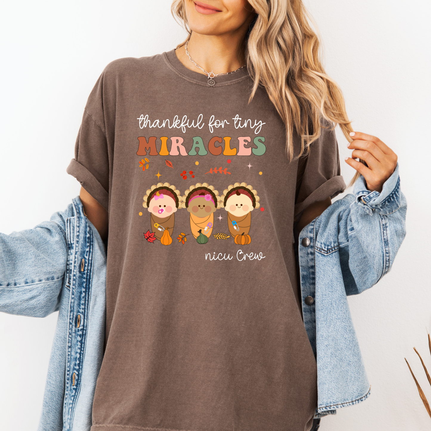 NICU nurse Thanksgiving shirt on Comfort Colors 1717 – cozy fall tee for nurses