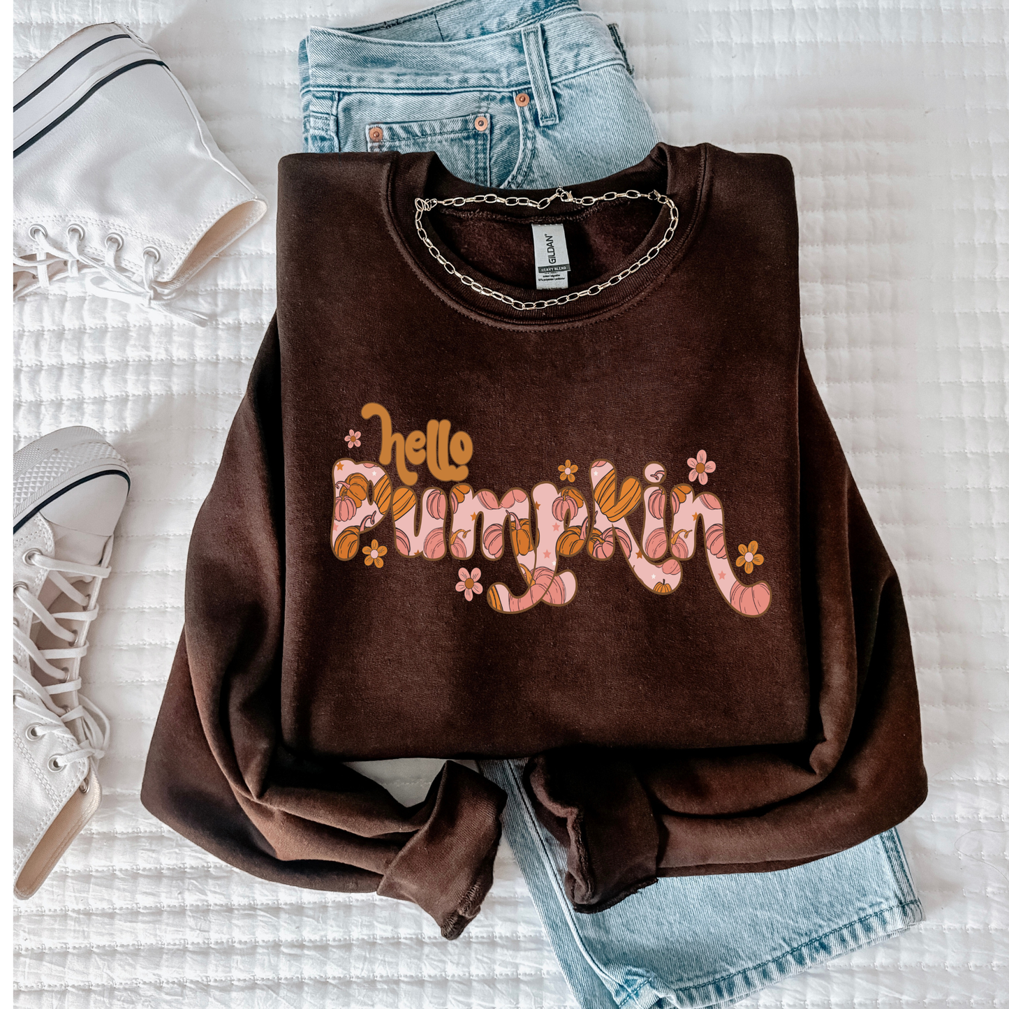 Hello Pumpkin Sweatshirt for Women | Cute Fall Crewneck | Cozy Pumpkin Sweatshirt