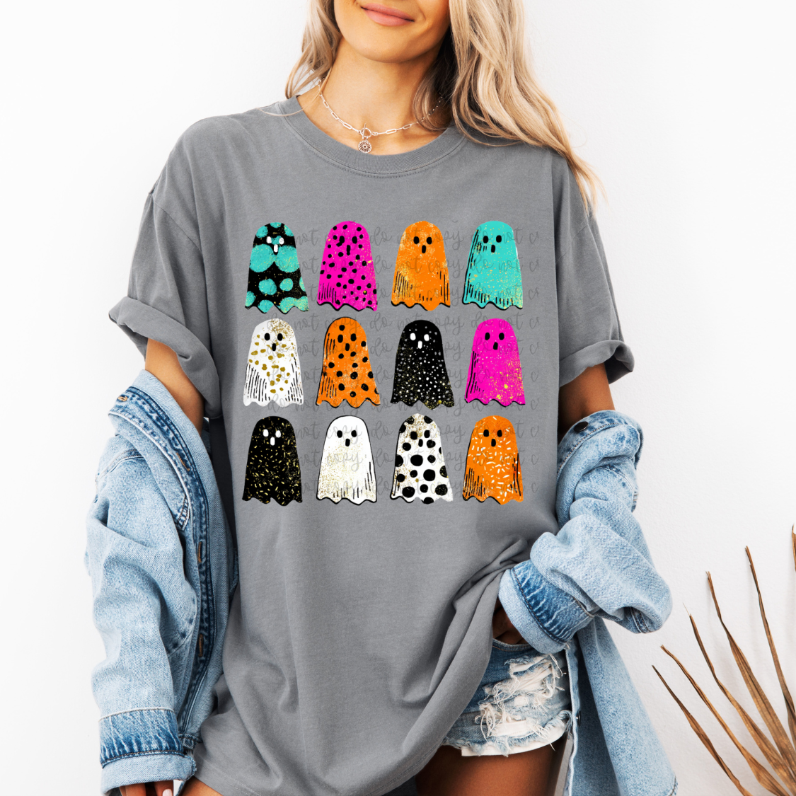Cute Ghost Halloween Shirt for Women | Colorful Retro Halloween Graphic Tee | Spooky Season Shirt