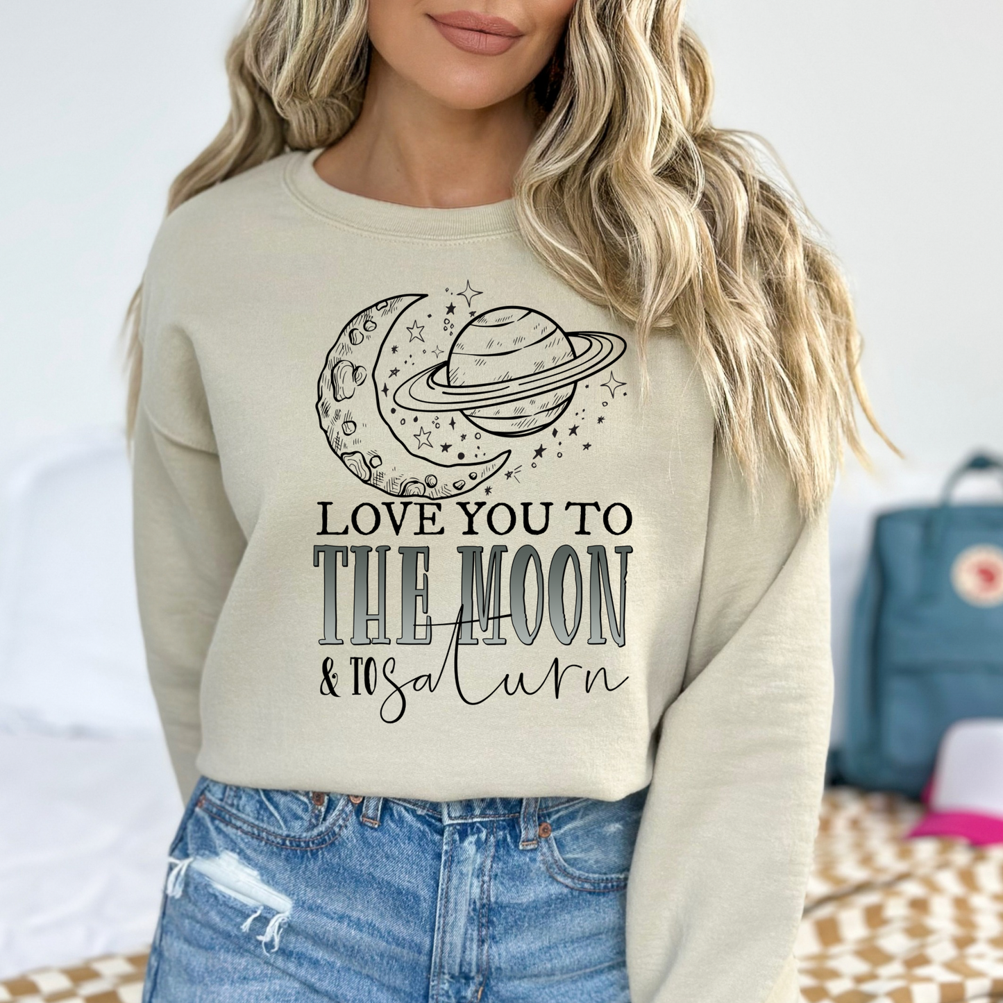 MOON AND SATURN CREWNECK SWEATSHIRT