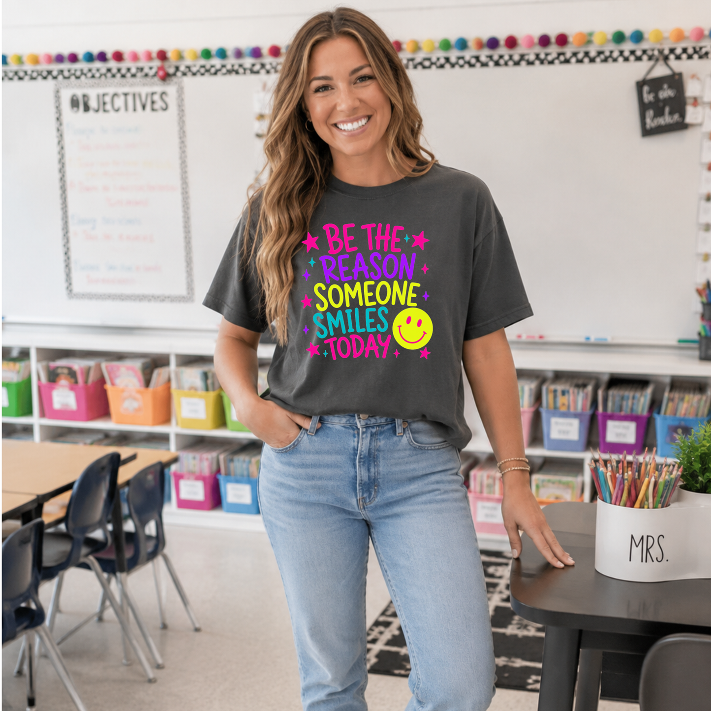 Inspirational Teacher Shirt | Be the Reason Someone Smiles Today Comfort Colors Tee