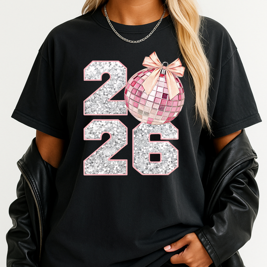 2026 Pink Disco Ball - Short or Long Sleeve Shirt