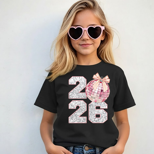 2026 Pink Disco Ball -  Youth Short or Long Sleeve Shirt