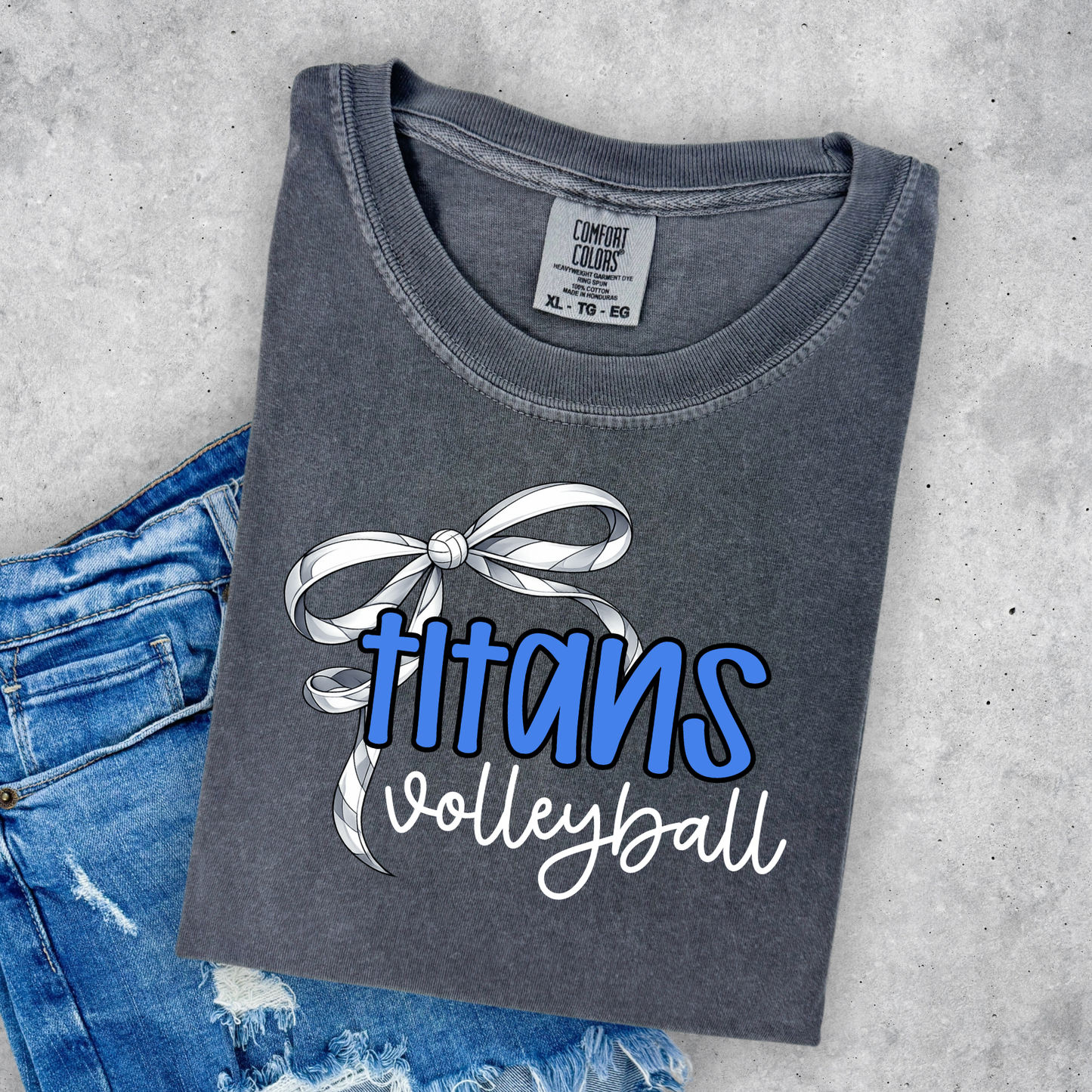 Custom Volleyball Mascot Bow Shirt - Comfort Colors Shirt