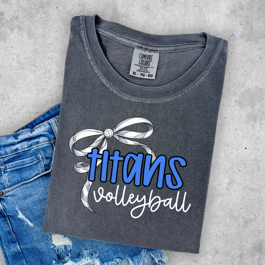 Custom Volleyball Mascot Bow Shirt - Comfort Colors Shirt