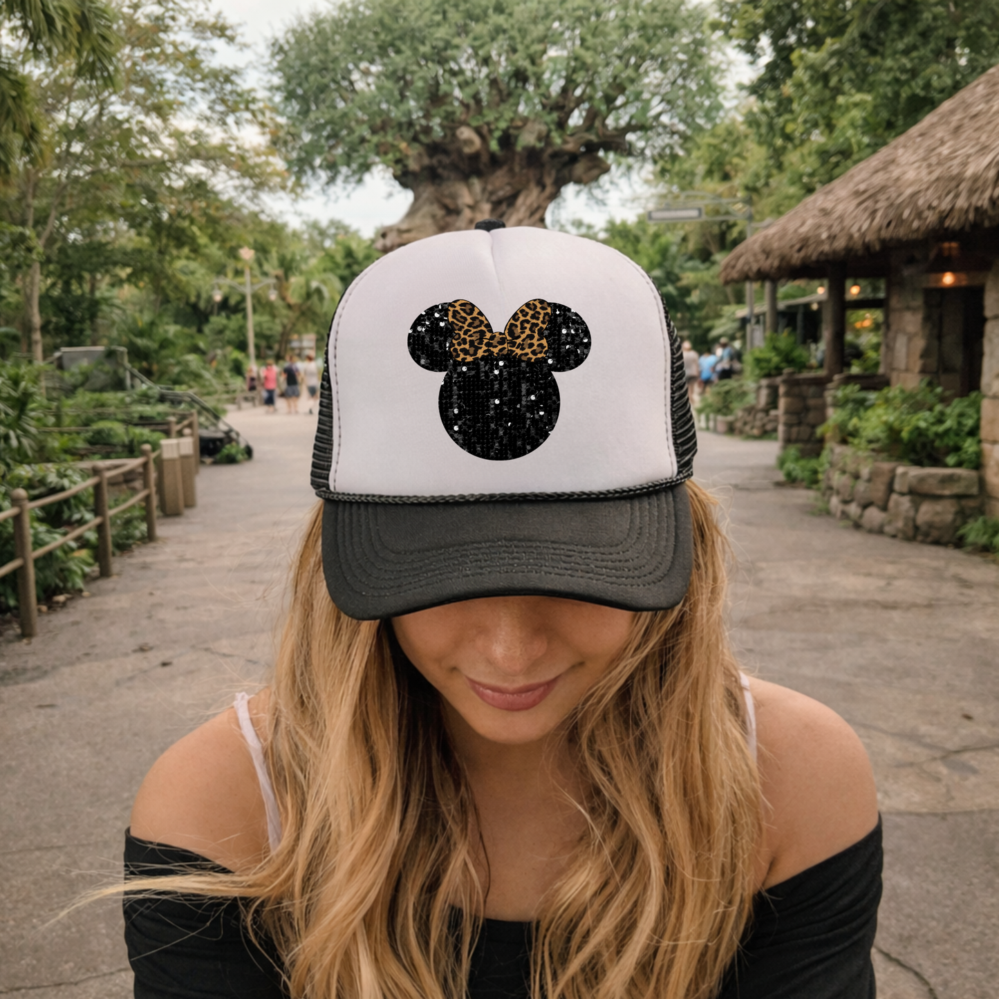 Cute women’s trucker hat with breathable mesh back perfect for sunny park day adventures