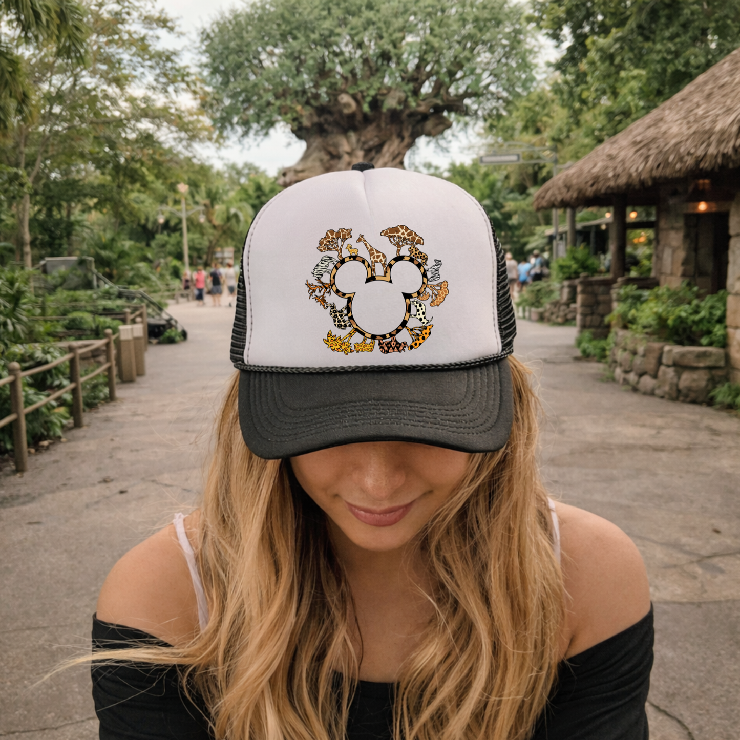 Lightweight neutral trucker hat for women ideal for summer vacation and park hopping