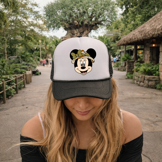 Women’s safari trucker hat accessory for birthday trips, girls weekends, and travel days