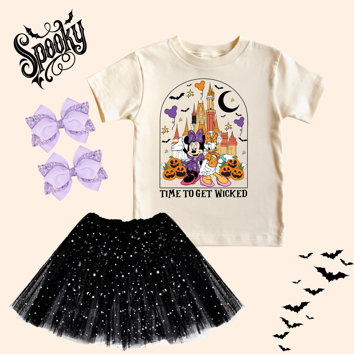MINNIE AND DAISY TIME TO GET WICKED HALLOWEEN Magical Theme Park Halloween Kids Shirt | Toddler & Youth Sizes