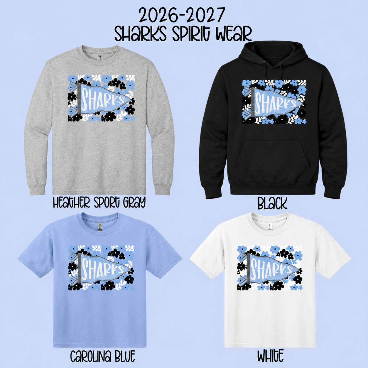 Smith Sharks Pennant Floral Shirt | Alberta Smith Elementary