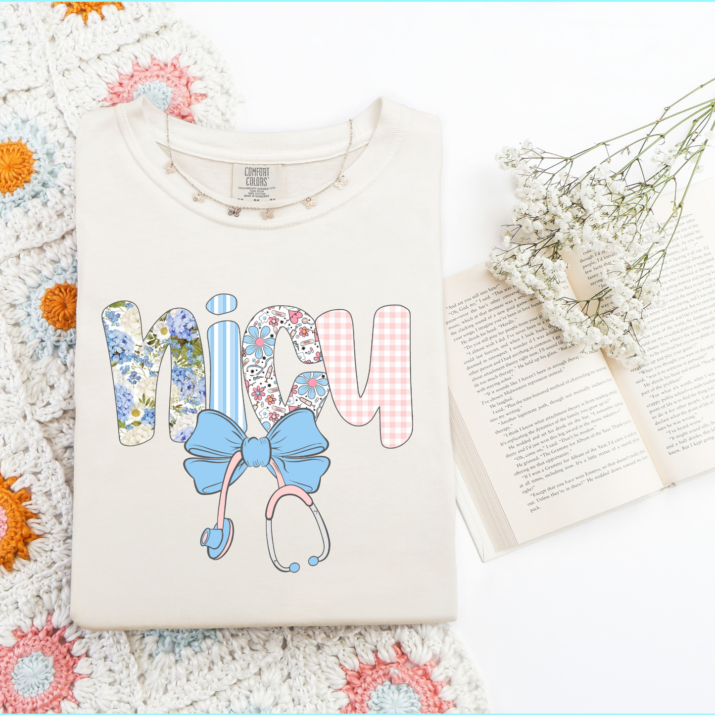 NICU Nurse Stethoscope Bow Shirt