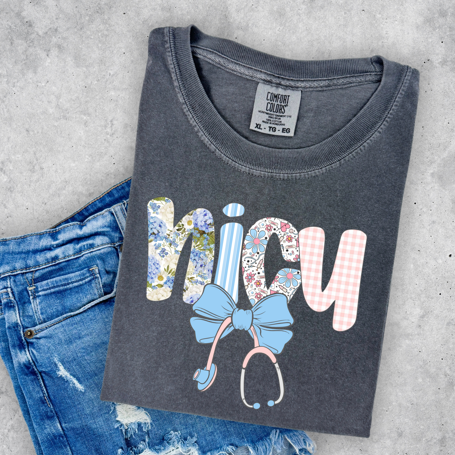 NICU Nurse Stethoscope Bow Shirt