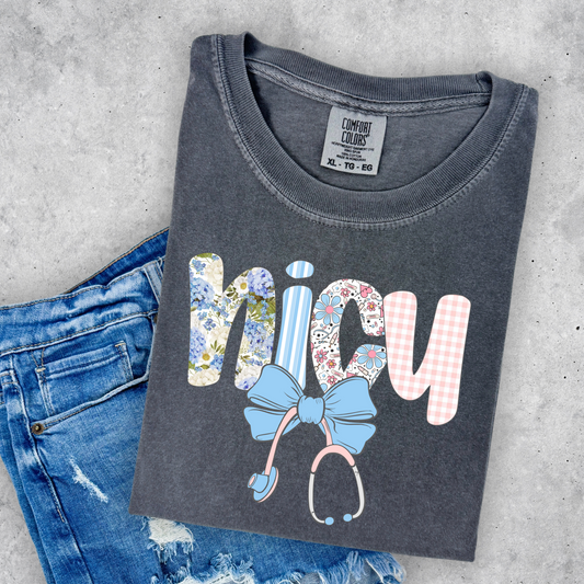 NICU Nurse Stethoscope Bow Shirt