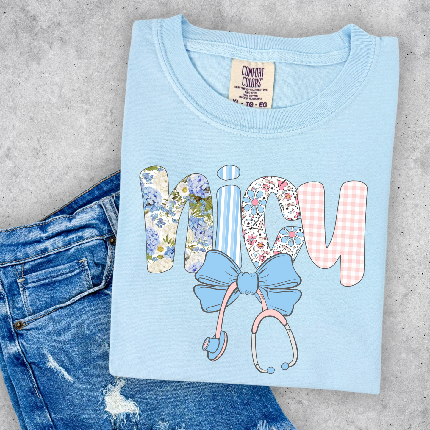 NICU Nurse Stethoscope Bow Shirt