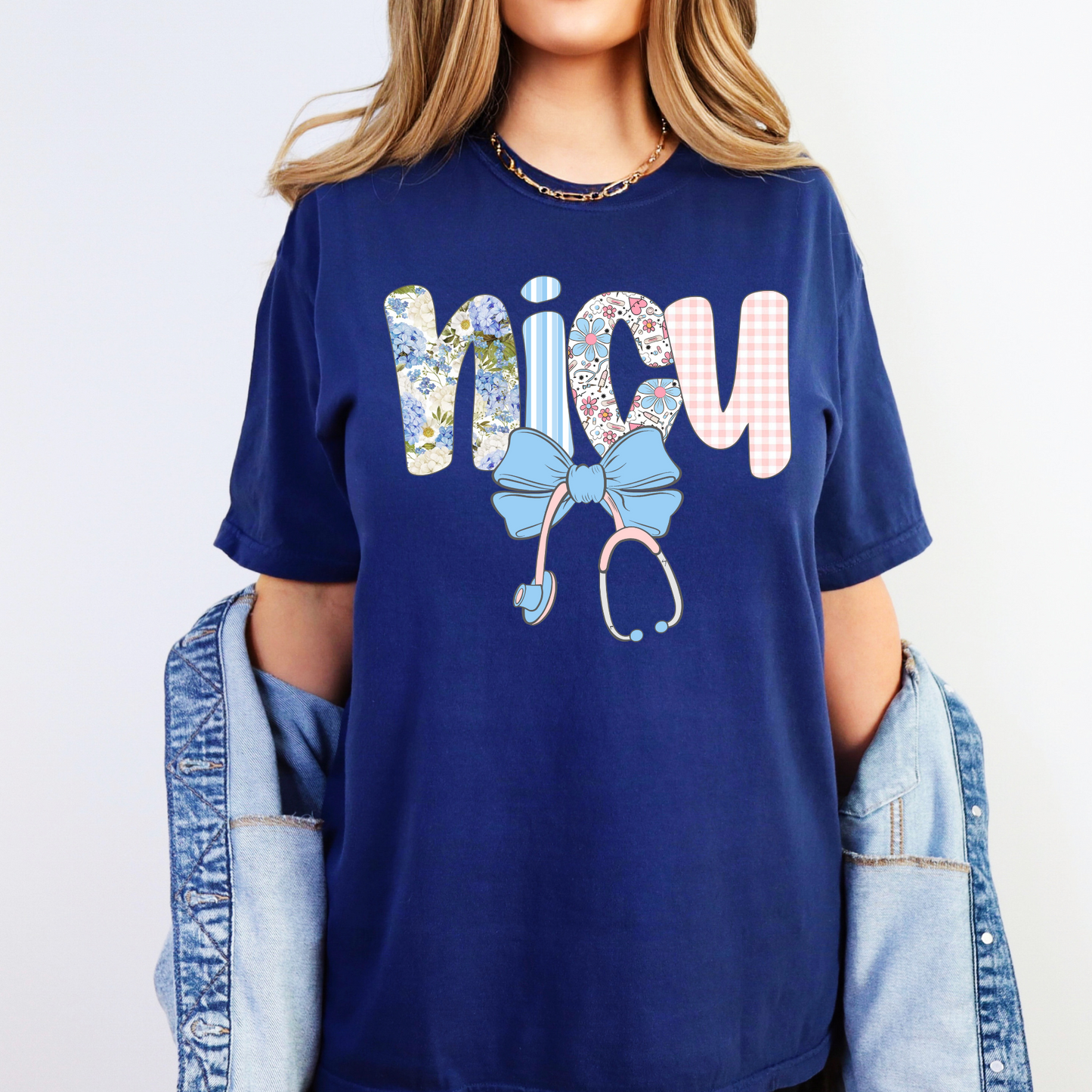 NICU Nurse Stethoscope Bow Shirt