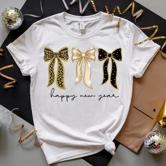 HAPPY NEW YEAR BOWS - Short or Long Sleeve Shirt