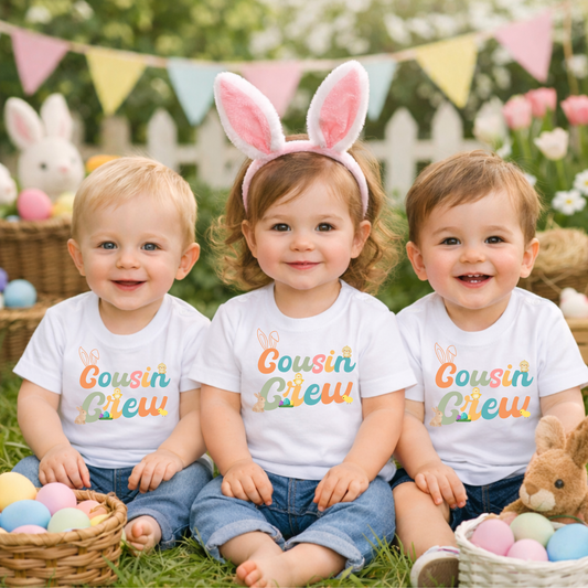 Matching Easter Cousin Shirts for Kids • Cousin Crew Egg Hunt Outfit • Pastel Bunny Spring Photo Shirt • Easter Basket Gift