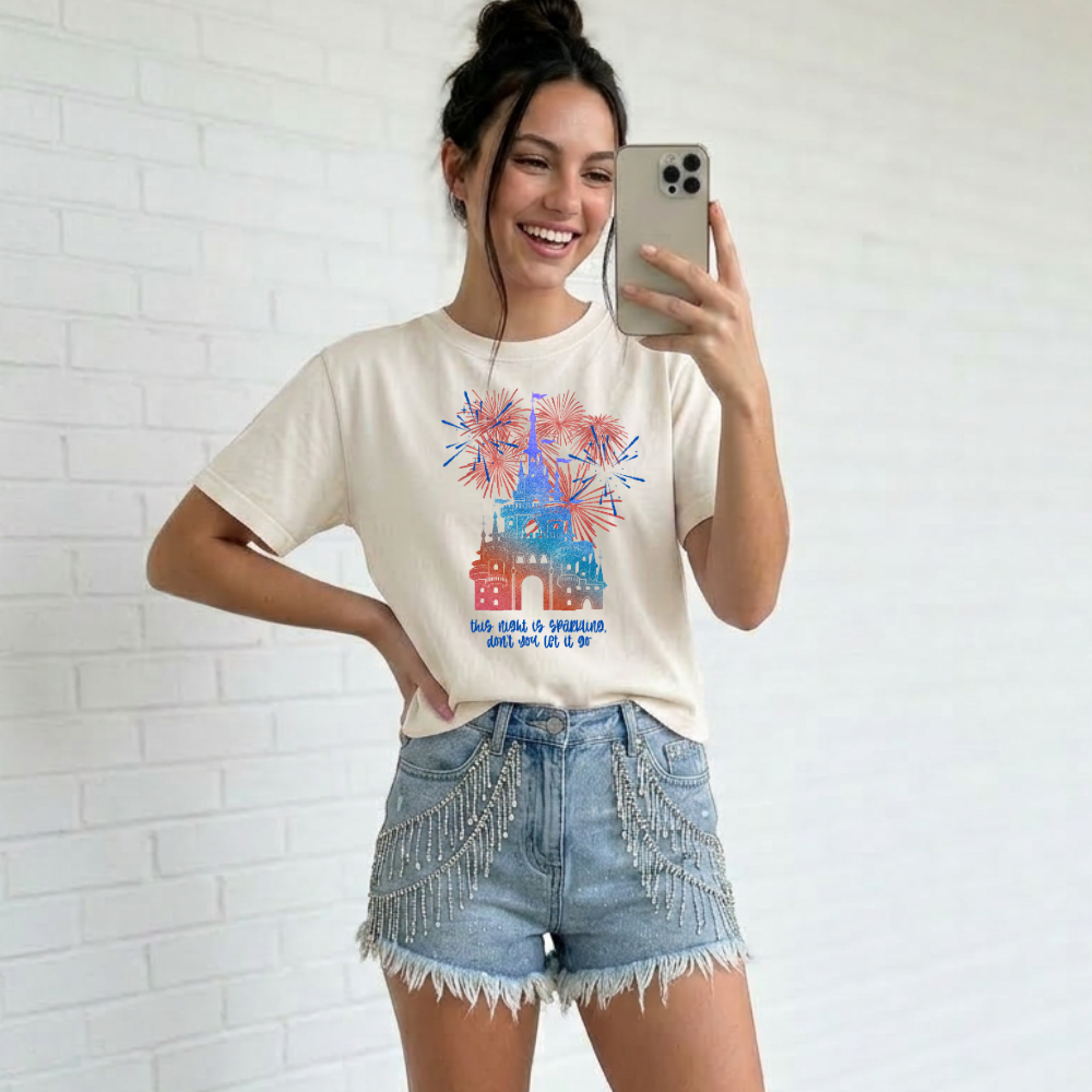 THIS NIGHT IS SPARKLING 4TH OF JULY CASTLE TANK OR TEE - COMFORT COLORS