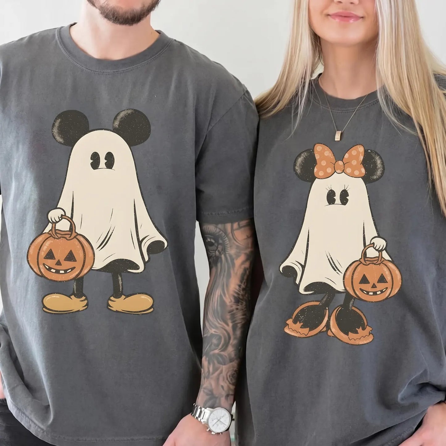 HALLOWEEN PARTY MATCHING COUPLES SHIRTS - MOUSE GHOST - COMFORT COLORS