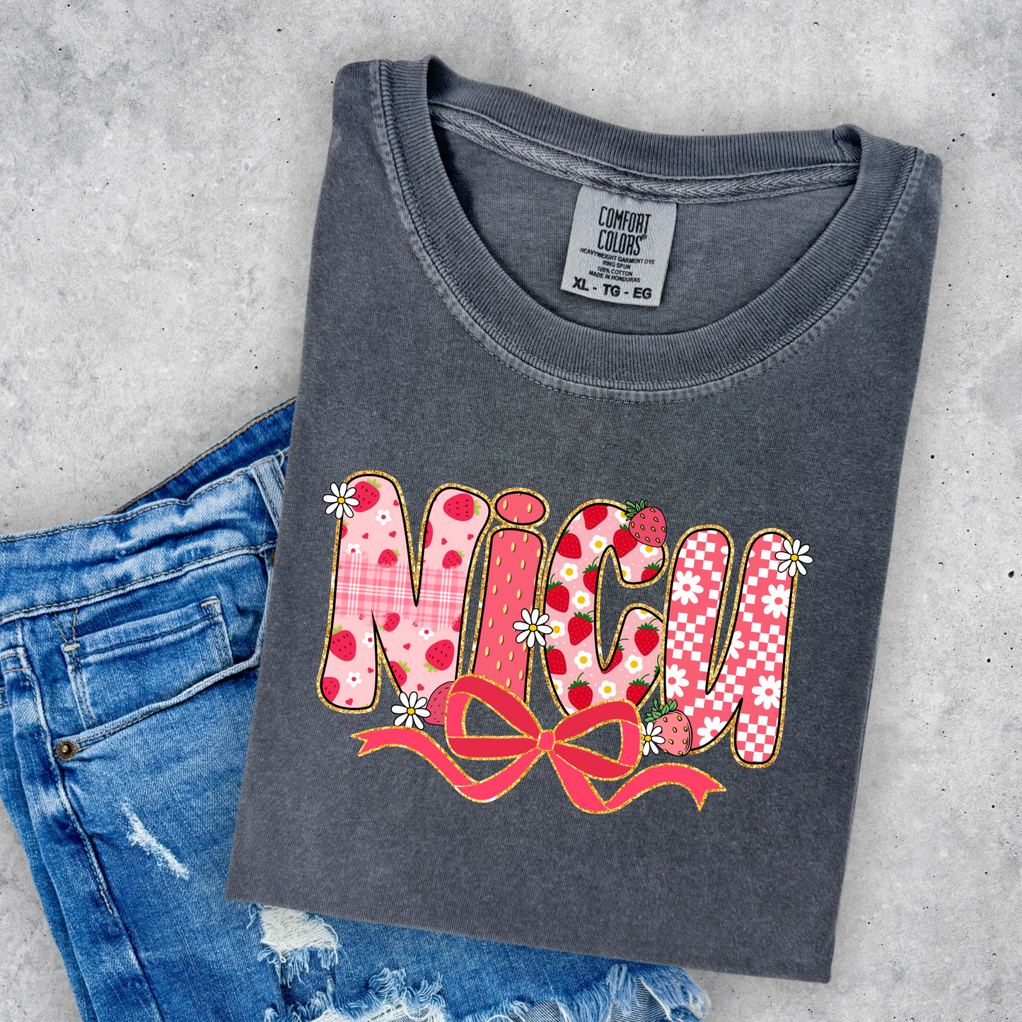 Strawberry Bow NICU Nurse Shirt