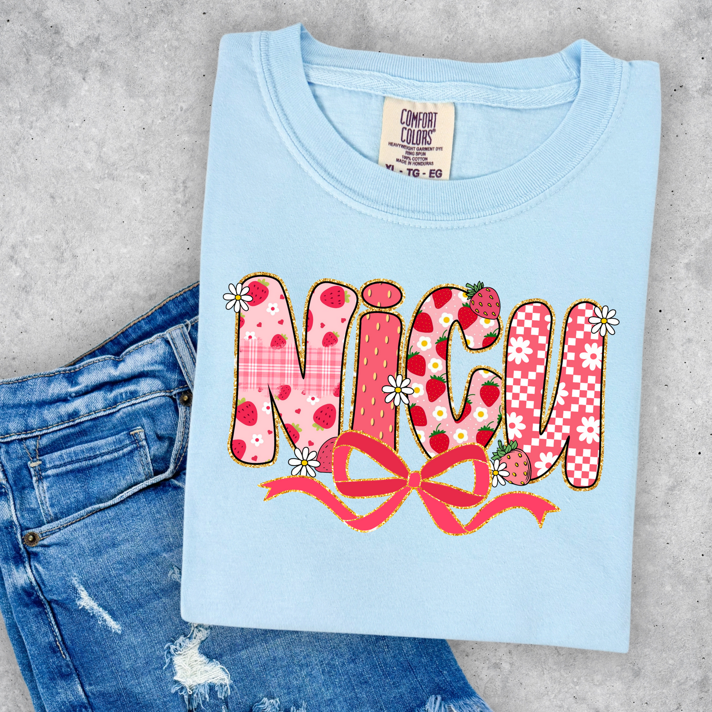 Strawberry Bow NICU Nurse Shirt