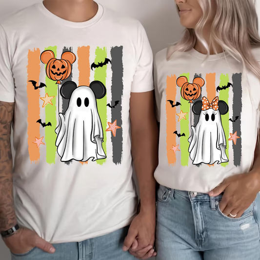 HALLOWEEN PARTY MATCHING COUPLES SHIRTS -PREPPY STRIPES MOUSE - COMFORT COLORS