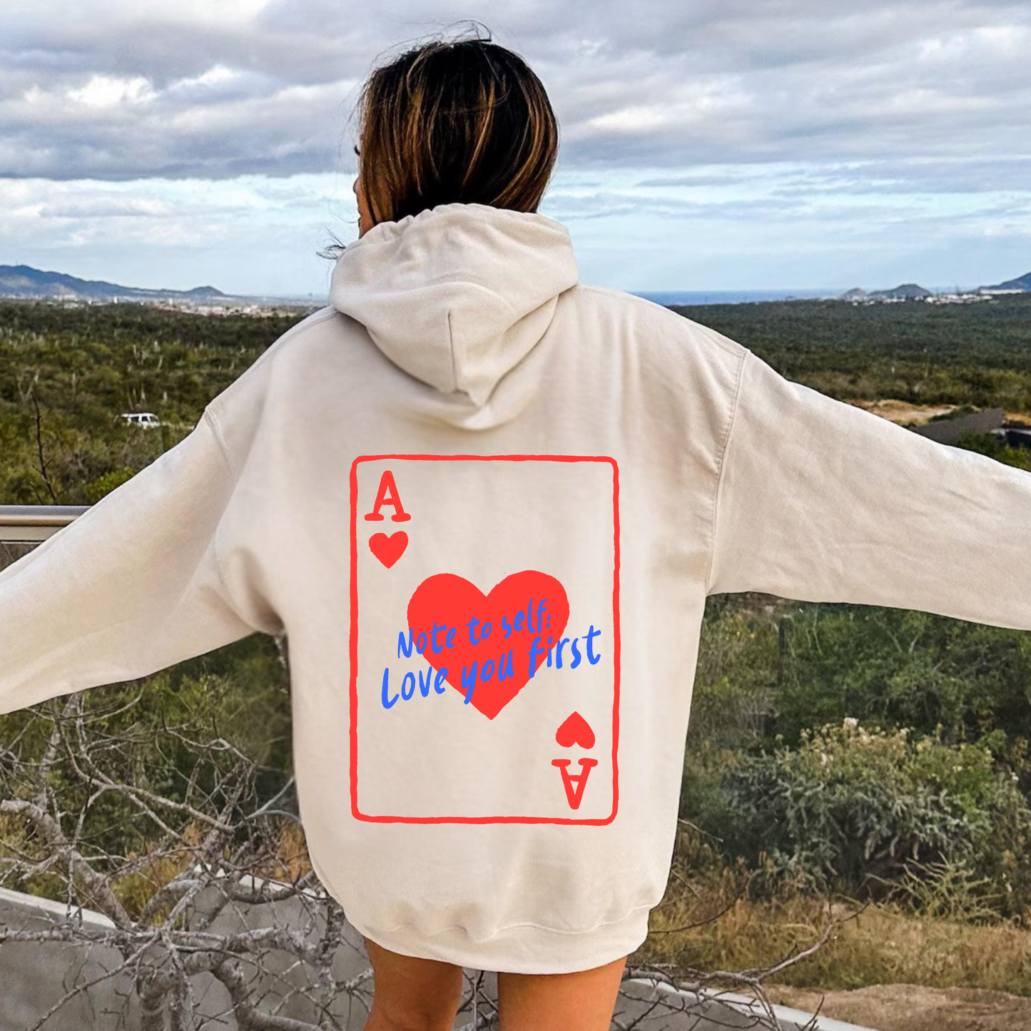 Oversized Aesthetic Hoodie for Women – Note to Self Love You First