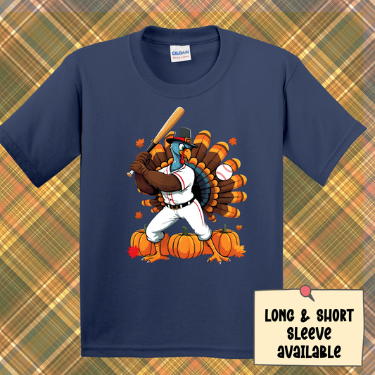 Thanksgiving Turkey Baseball Shirt for Boys | Kids Fall Baseball Shirt | Funny Turkey Thanksgiving Shirt | Boys Long Sleeve or Short Sleeve Tee