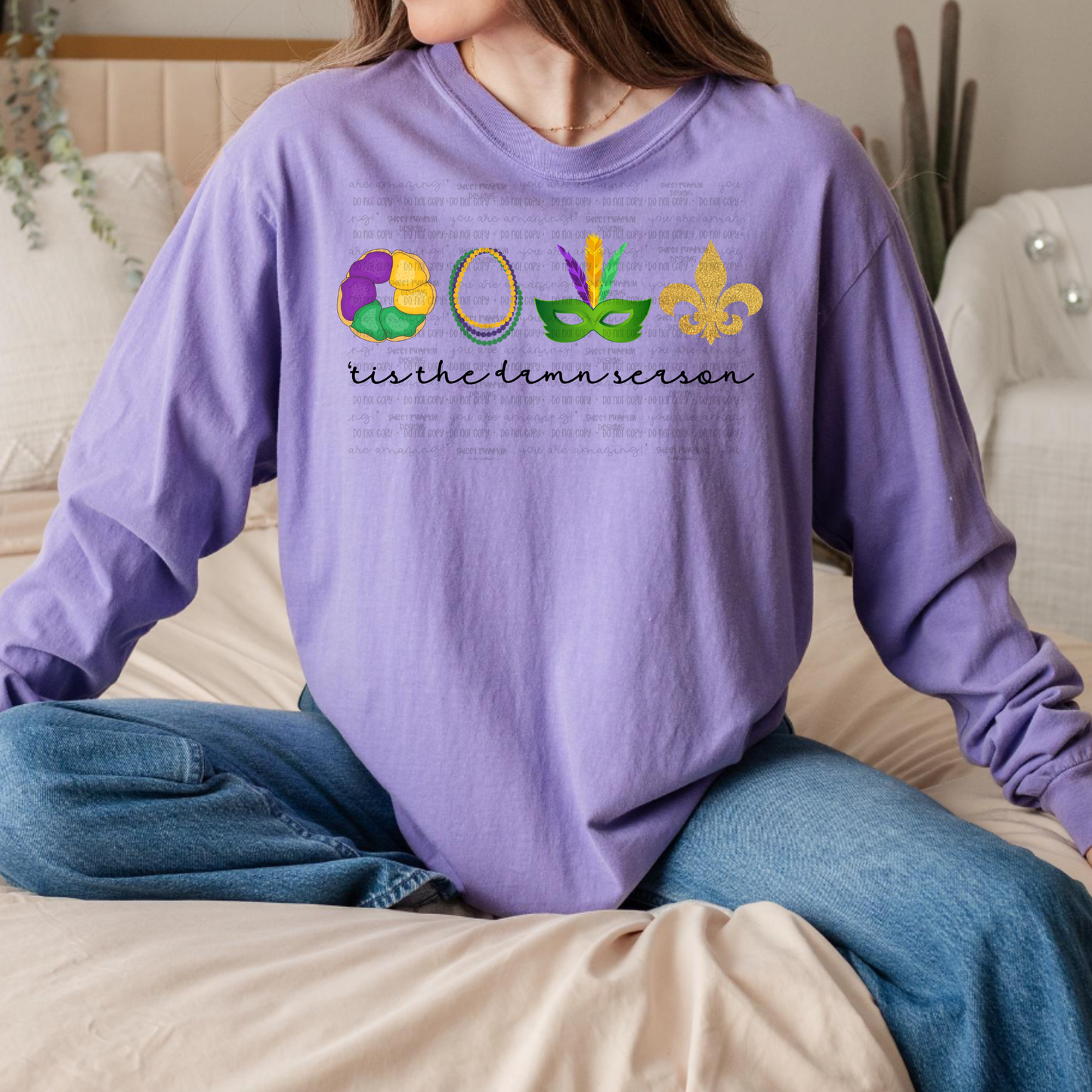 MARDI GRAS ‘TIS THE DAMN SEASON - Comfort Colors Short & Long Sleeve