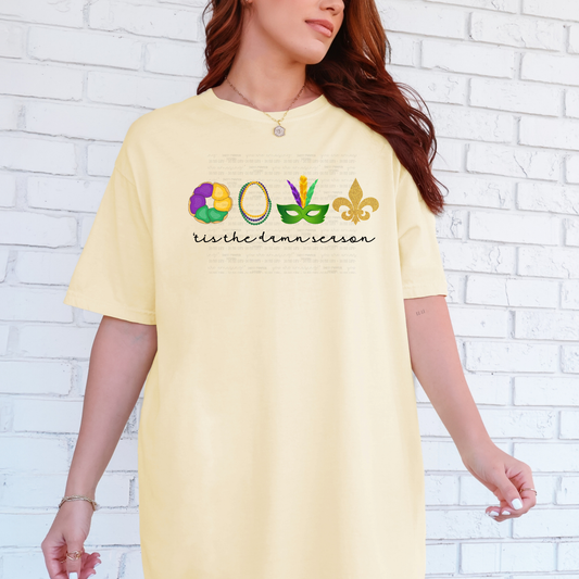 MARDI GRAS ‘TIS THE DAMN SEASON - Comfort Colors Short & Long Sleeve
