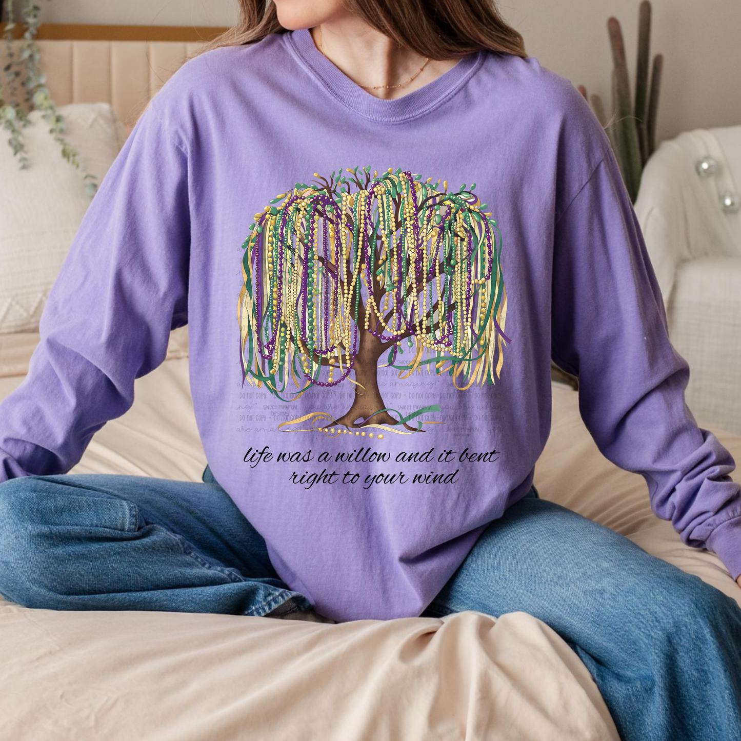 MARDI GRAS WILLOW BEAD TREE - Comfort Colors Short & Long Sleeve