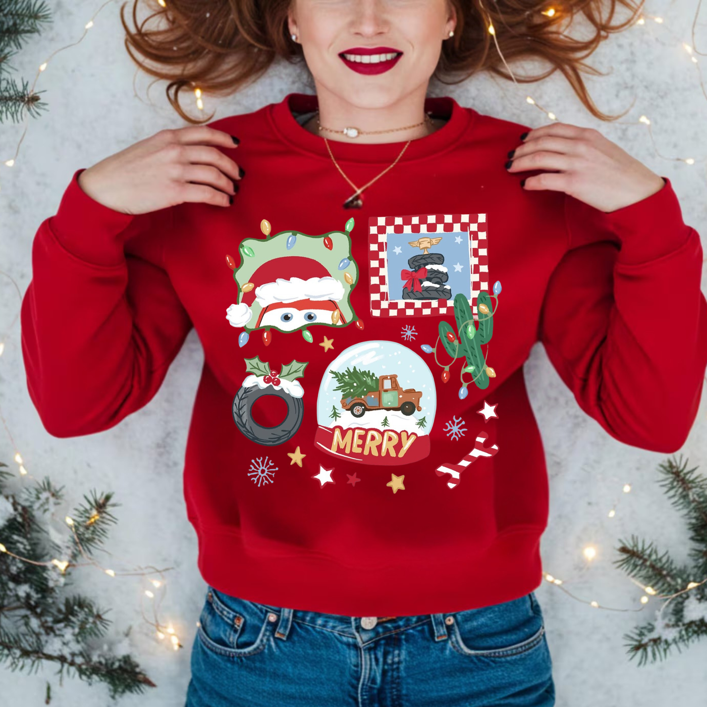 Cars Christmas Crewneck Sweatshirt for Kids and Adults