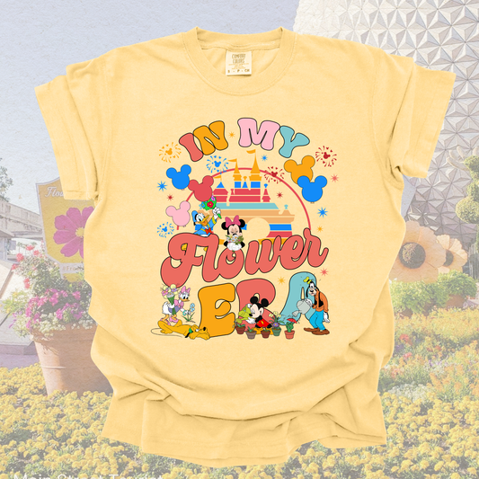 Comfort Colors In My Flower Era spring festival shirt in youth and adult sizes styled for a spring park day outfit