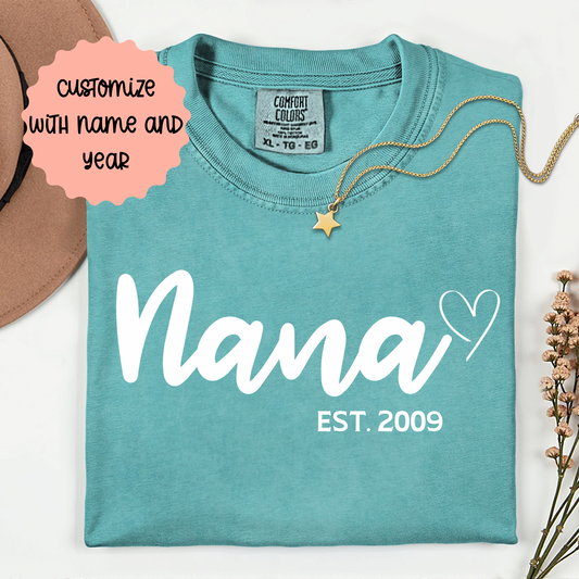 Custom Grandma Shirt Established Year | Personalized Nana Mimi Gigi Shirt | Mother’s Day Gift for Grandma | New Grandma Gift Comfort Colors Tee
