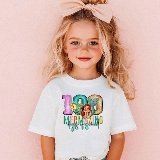 Mermaid 100 Days of School Kids T-Shirt | Theme Park Inspired School Shirt
