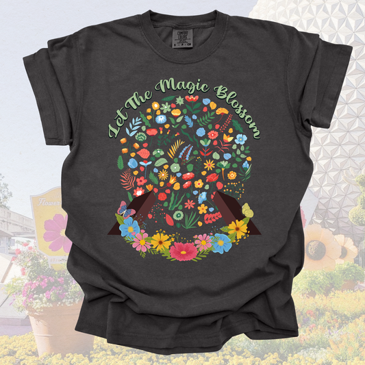 Let the Magic Bloom – Flower & Garden Festival Outfit, Spring Park Day Tee, Comfort Colors Youth & Adult, Gift for Women Moms Girls